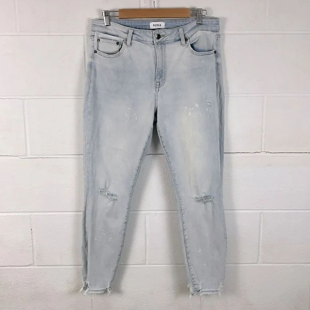 Pistola Mikayla paint splatter light wash skinny jean